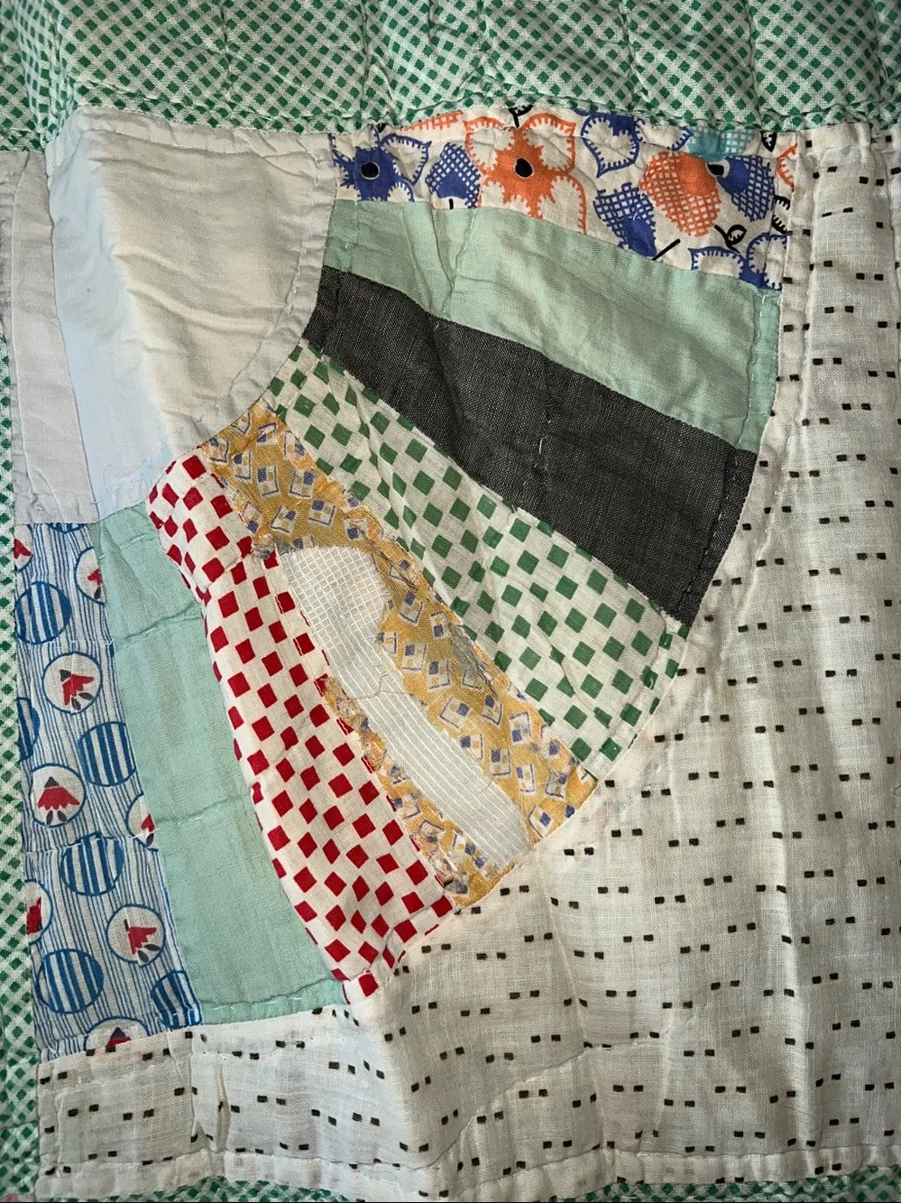Antique quilt handmade patchwork 70” x 80”